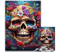 JigsawPuzzle 1000 Pieces for Adults Skull Wooden Jigsaw Puzzles Ideal DIY Decor & Brain Teaser Gift 50x75CM/19.68x29.52inch