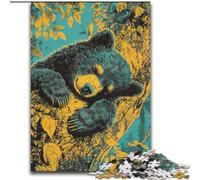 JigsawPuzzle 1000 Pieces for Adults Sleeping Brown Bear Jigsaw Puzzles Made of Wood Idea, Humorous Artwork, Detailed Artwork size 50X75CM