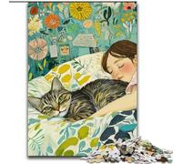 JigsawPuzzle 1000 Pieces for Adults Sleeping Cat Challenging Game And Family Play Educational Game for Birthday, Chrismas 50x75cm