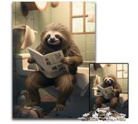 JigsawPuzzle 1000 Pieces for Adults Sloth Reading Newspaper Wooden Jigsaw Puzzles for Adults Perfect for Family Fun on Christmas, Thanksgiving, Birthdays & Easter 50x75CM/19.68x29.52inch