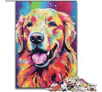 JigsawPuzzle 1000 Pieces for Adults Smiling Golden Retriever Dog Made of Wood, for Ages 14+ 50x75cm Family Fun Craft, Perfect for Birthdays, Holidays