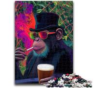 JigsawPuzzle 1000 Pieces for Adults Smoking Chimpanzee Help The Brain Exercise Addictive Toys to Cultivate Patience Suitable for Couples 26x38cm