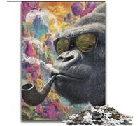 JigsawPuzzle 1000 Pieces for Adults Smoking Chimpanzee Puzzle Brain Teaser Game for Teenagers, for Family Game Night (size 26x38cm)