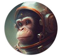 JigsawPuzzle 1000 Pieces for Adults Space Astronaut Monkey Round Cardboard Puzzles for Family Fun Perfect for Holidays,Interactive Game Nights (Size 67.5x67.5cm)