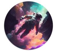 JigsawPuzzle 1000 Pieces for Adults Space Astronaut Round Paper Puzzles Artwork Decor Intelligence Toy for Family Indoor Games (67.5x67.5cm)