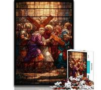 JigsawPuzzle 1000 Pieces for Adults Stained Glass Jesus,Help The Brain Exercise Addictive Toys to Cultivate Patience Perfect Decoration 38x26cm