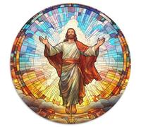 JigsawPuzzle 1000 Pieces for Adults Stained Glass Jesus Puzzle 1000 Pieces Jigsaw Perfect for Family Fun on Christmas,Thanksgiving,Birthdays & Easter (67.5x67.5cm)