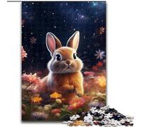 JigsawPuzzle 1000 Pieces for Adults Starry Flower Rabbit Jigsaw Puzzles Made of cardboard,Suitable for Birthdays, Halloween, Thanksgiving, Easter 1000pcs(26x38cm)