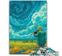 JigsawPuzzle 1000 Pieces for Adults Starry Sky Sunflower Field Brain Teaser Game Wall Decoration Unique Birthday And Xmas Gifts 38x26cm