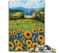 JigsawPuzzle 1000 Pieces for Adults Sunflower Field Toys Educational Games Stress Relieving Suitable for Desktop Decoration 26x38cm