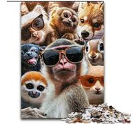 JigsawPuzzle 1000 Pieces for Adults Sunglasses Monkey Jigsaw Puzzles 26X38CM Colorful Home Decor & Interactive Family Game