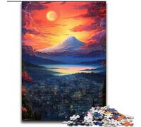 JigsawPuzzle 1000 Pieces for Adults Sunset at Mount Fuji Jigsaw Puzzle Made of Wood,Suitable for Birthdays, Halloween, Thanksgiving, Easter 1000pcs(50x75cm)