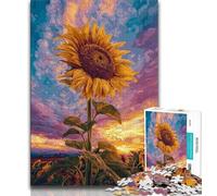 JigsawPuzzle 1000 Pieces for Adults Sunset Sunflowers,Challenging Game And Family Play Educational Game for Birthday,Chrismas 38X26CM