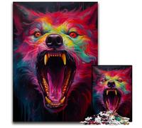 JigsawPuzzle 1000 Pieces for Adults Synthwave Wolf Wooden Puzzles for Birthdays Holidays Best for Christmas 1000 PCS(75x50cm)