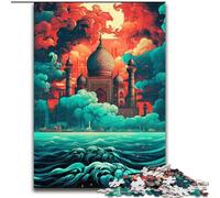 JigsawPuzzle 1000 Pieces for Adults Taj Mahal Sailing on Wave Puzzle Made of cardboard,Perfect for Family Fun, Party Games, Birthday Party Favors 1000pcs(26x38cm)