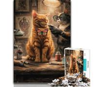JigsawPuzzle 1000 Pieces for Adults Tattooed Cat,Decompressing Intellectual Educational Toy Is Ideal As Gifts for The Whole Family 75x50cm