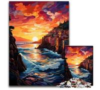 JigsawPuzzle 1000 Pieces for Adults The Colorful Psychedelia of Cinque Terre Wooden Puzzles Educational Activity for Cognitive Skills Cognitive Skill Improvement 1000 PCS(75x50cm)