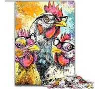 JigsawPuzzle 1000 Pieces for Adults Three Chickens Wooden Jigsaw Puzzles 50X75CM DIY Decoration, Brain Challenge, for Adult, Family