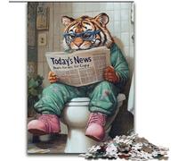 JigsawPuzzle 1000 Pieces for Adults Tiger Go Toilet Wooden Jigsaw Puzzles for Adults Perfect for Teenagers & Family Fun, for Birthdays (Size 38x26cm)