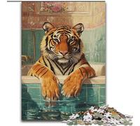 JigsawPuzzle 1000 Pieces for Adults Tiger in The Bathroom Jigsaw Challenging Brain Teaser, Family Activity, Home Decor, (size 26x38cm)