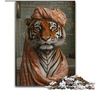 JigsawPuzzle 1000 Pieces for Adults Tiger in The Bathroom Puzzle for Teenager & Families, Perfect DIY Decor & Brain-Teasing Challenge (size 50x75cm)