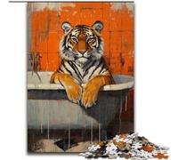 JigsawPuzzle 1000 Pieces for Adults Tiger in The Bathroom Puzzle for Teenager & Families, Perfect DIY Decor & Brain-Teasing Challenge (size 50x75cm)