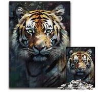 JigsawPuzzle 1000 Pieces for Adults Tiger Portrait Painting Wooden Jigsaw Ideal for Lover, Perfect Christmas, New Year, Valentine's Gift 50x75CM/19.68x29.52inch