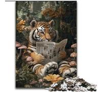 JigsawPuzzle 1000 Pieces for Adults Tiger Reading A Book Jigsaw Perfect for Family Fun on Christmas, Thanksgiving, Birthdays & Easter 50X75CM