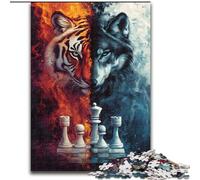 JigsawPuzzle 1000 Pieces for Adults Tiger Wolf Chess Jigsaw Made of Wood for Teenagers & Teens, Ideal Birthday size 50X75CM