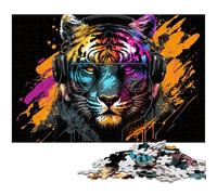 JigsawPuzzle 1000 Pieces for Adults Tiger Wooden Jigsaw Ideal for Lover, Perfect Christmas, New Year, Valentine's Gift 50x75CM/19.68x29.52inch