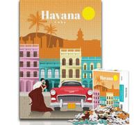 JigsawPuzzle 1000 Pieces for Adults Travel to Havana,Challenging Game And Family Play Educational Game for Birthday,Chrismas (75x50cm)