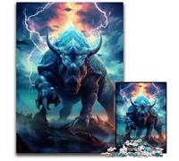 JigsawPuzzle 1000 Pieces for Adults Triceratops Surrounded by StormPaper Puzzles Educational Activity for Cognitive Skills Cognitive Skill Improvement 1000 PCS(38x26cm)