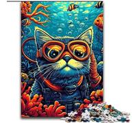 JigsawPuzzle 1000 Pieces for Adults Undersea Diver Cat Educational Family Game Is Ideal As Gifts for The Whole Family for 14+ (size 26x38cm)