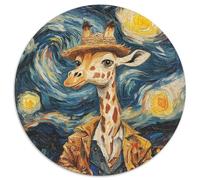 JigsawPuzzle 1000 Pieces for Adults Van Gogh Giraffe 1000 Pieces Round Puzzle Gifts Educational Activity for Cognitive Skills Cognitive Skill Improvement (67.5x67.5cm)