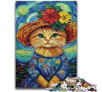 JigsawPuzzle 1000 Pieces for Adults Van Gogh Night Sky Cat Toys Educational Games Stress Relieving Artists Collection, Fine Art 50x75cm