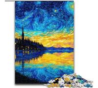 JigsawPuzzle 1000 Pieces for Adults Van Gogh Night Sky, Stress Relief with Fully Interlocking Randomly Shaped Pieces for And 14 Years Old (Size 26x38cm)