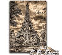JigsawPuzzle 1000 Pieces for Adults Vintage Eiffel Tower Toys Educational Games Stress Relieving Artists Collection, Fine Art 50x75cm