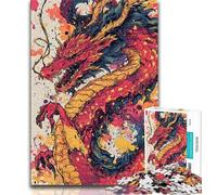 JigsawPuzzle 1000 Pieces for Adults Watercolor Dragon,Challenging Game And Family Play Educational Game for Birthday,Chrismas (38x26cm)