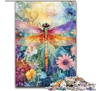 JigsawPuzzle 1000 Pieces for Adults Watercolor Dragonfly,Help The Brain Exercise Addictive Toys to Cultivate Patience Perfect Decoration 50x75cm