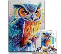 JigsawPuzzle 1000 Pieces for Adults Watercolor Owl,Help The Brain Exercise Addictive Toys to Cultivate Patience Wall Decoration 38x26cm