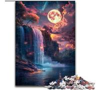 JigsawPuzzle 1000 Pieces for Adults Waterfall in The Moonlight Puzzle Made of Wood for Parents, Lovers, Friends - Age 14+ size 50X75CM