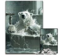 JigsawPuzzle 1000 Pieces for Adults White Polar Bear Bathtub Wooden Jigsaw Puzzles for Adults Ideal for Lover Perfect Christmas New Year Valentine's Gift 1000 PCS(75x50cm)