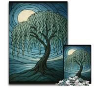 JigsawPuzzle 1000 Pieces for Adults Willow Tree Moonlit Challenging Puzzles Family Activity Brain Teaser Home Decor 1000 PCS(75x50cm)