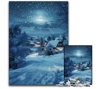 JigsawPuzzle 1000 Pieces for Adults Winter Snowfall Village Wooden Jigsaw Puzzles HighDifficulty Brain Teaser for Teenagers 1000 PCS(75x50cm)