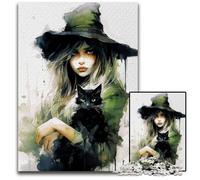 JigsawPuzzle 1000 Pieces for Adults Witch Poster Watercolor Paper Jigsaw Brain Challenge for Teenagers & Home Decor 1000 PCS(38x26cm)