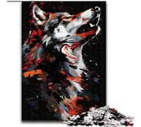 JigsawPuzzle 1000 Pieces for Adults Wolf Graffiti Art Made of Wood, Perfect Christmas & New Year Gift, 50x75cm Engaging Family Game Night Activity