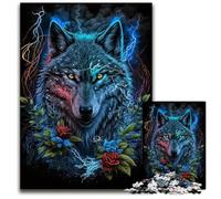 JigsawPuzzle 1000 Pieces for Adults Wolf in Mandala Jungle Wooden Jigsaw Brain Teaser Game for Teenagers Perfect 1000 PCS(38x26cm)