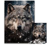 JigsawPuzzle 1000 Pieces for Adults Wolf in Snowy Forest Wooden Jigsaw Brain Teaser Game for Teenagers Perfect 1000 PCS(38x26cm)