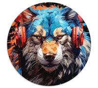 JigsawPuzzle 1000 Pieces for Adults Wolf Round Paper Puzzles Artwork Decor Intelligence Toy for Family Indoor Games (67.5x67.5cm)