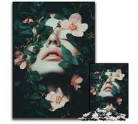 JigsawPuzzle 1000 Pieces for Adults Woman with Flowers Challenging Puzzles Family Activity Brain Teaser Home Decor 1000 PCS(38x26cm)